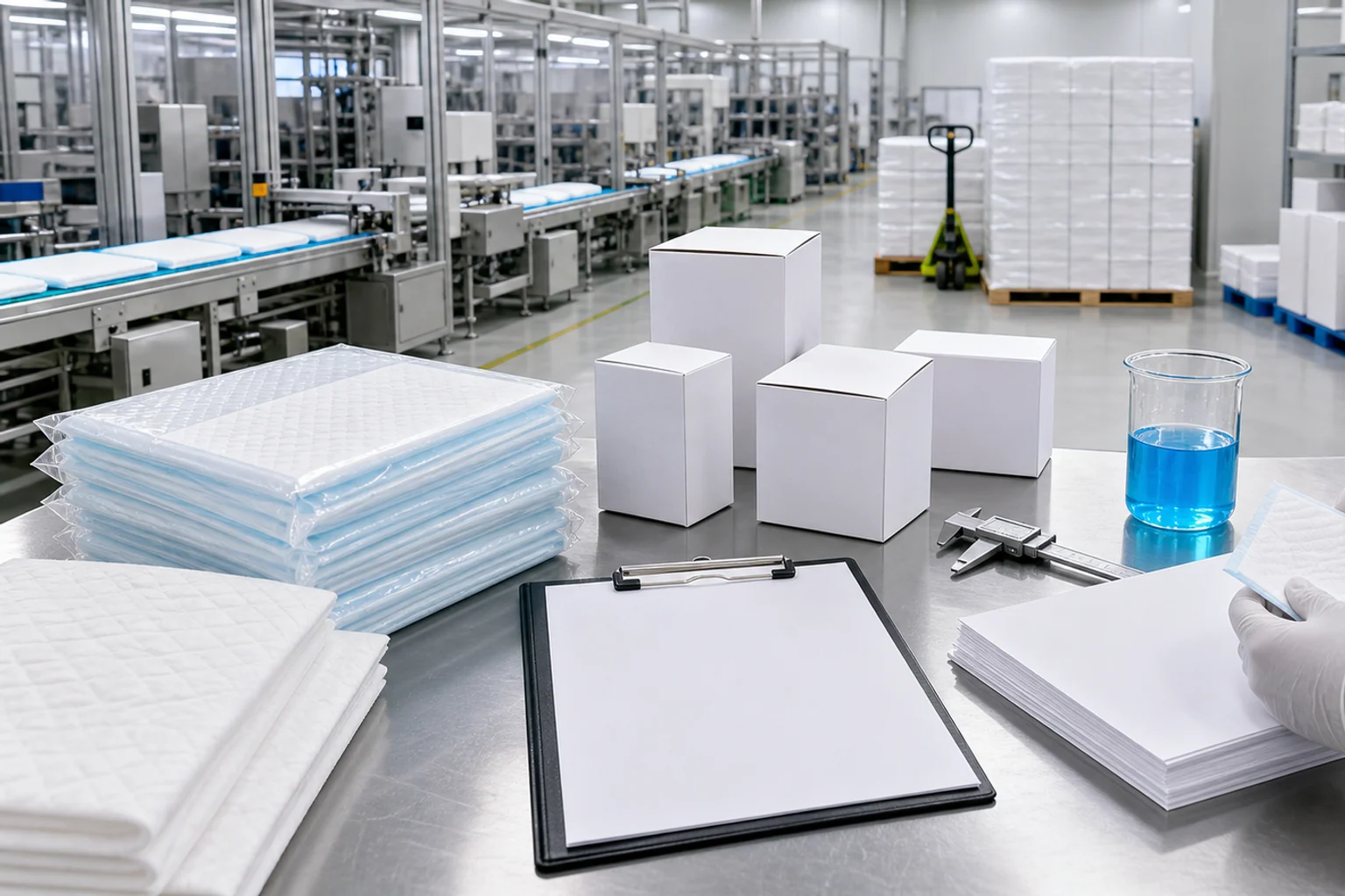 Automated pet pad production line prepared for factory audit