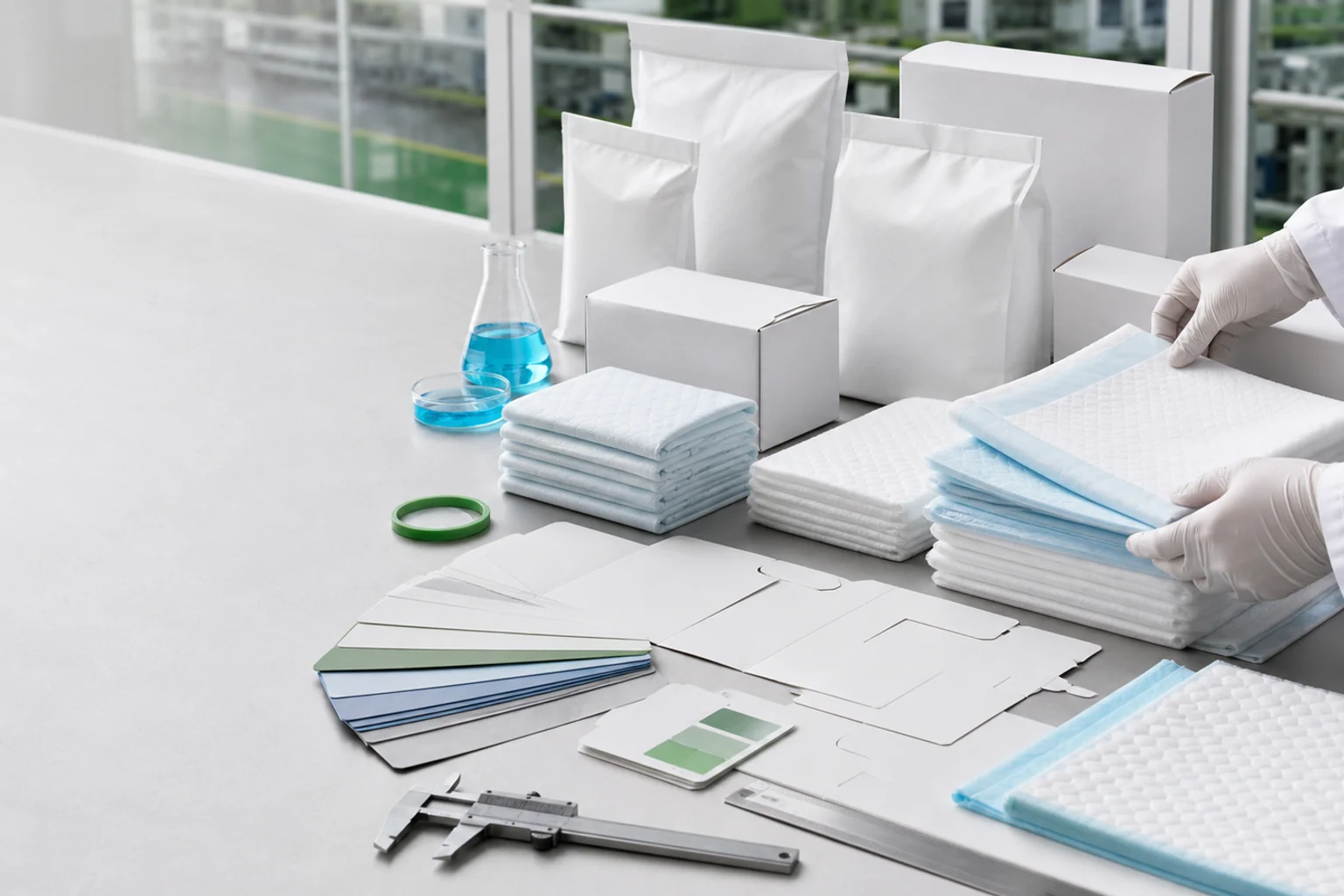 Private label pet care packaging and absorbent pad products