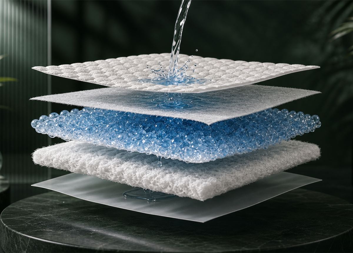 Layered absorbent product construction