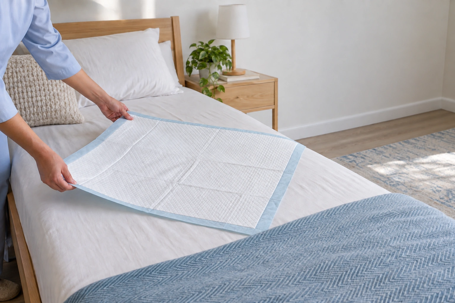 Adult underpads: Unfold the pad — AI usage illustration