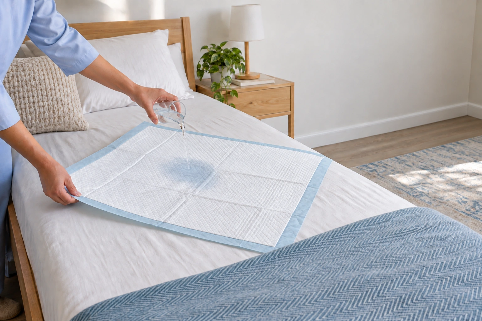 Adult underpads: Receive liquid — AI usage illustration