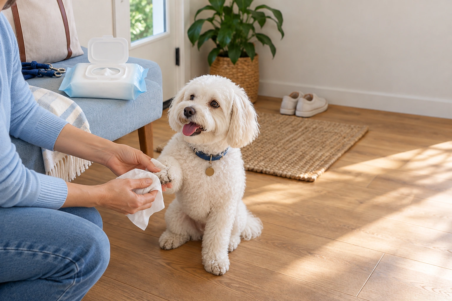 Wet wipes: Wipe the paw — AI usage illustration
