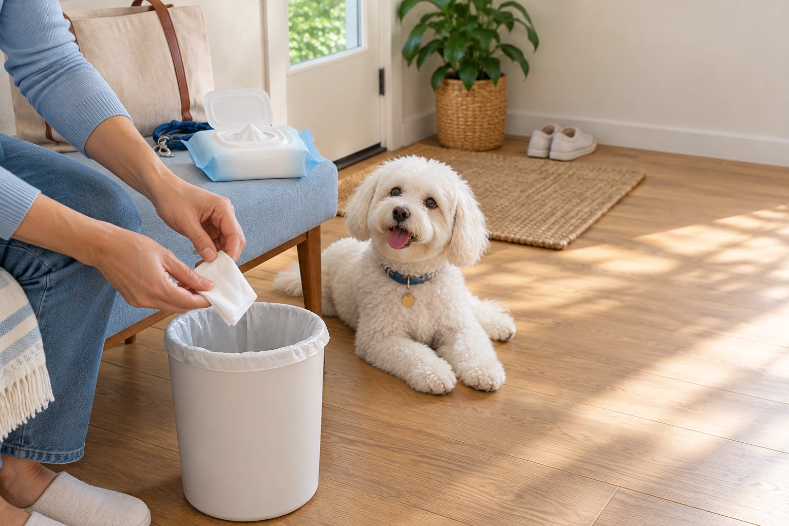 Wet wipes: Fold & discard — AI usage illustration