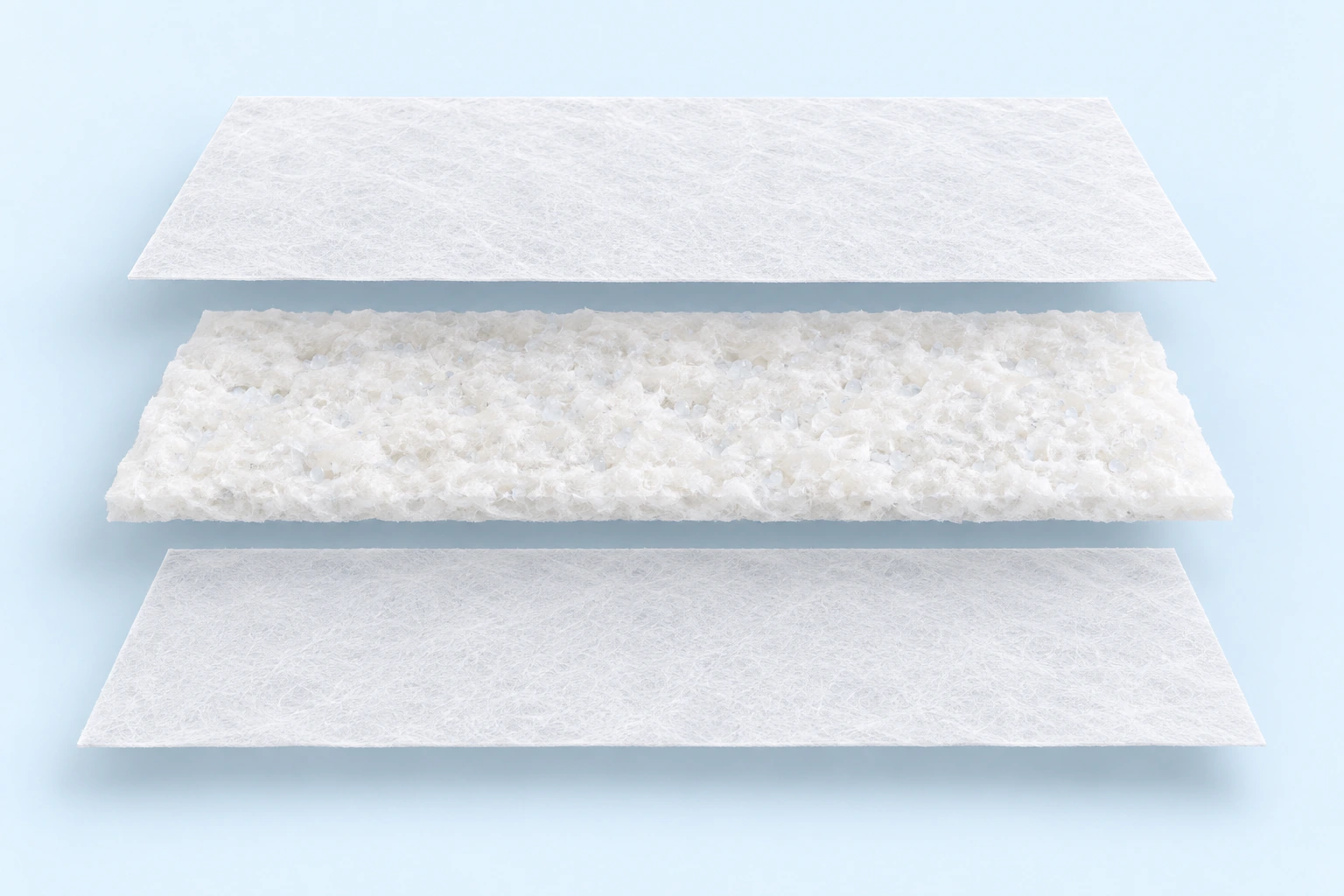 Non-woven absorbent sheets — illustrative material and component breakdown
