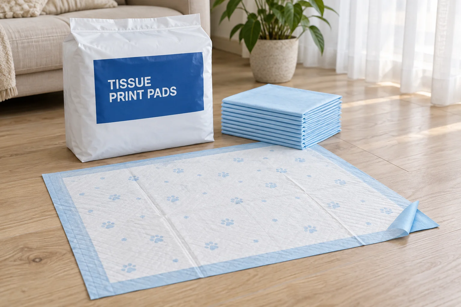 Tissue-printed pads product presentation